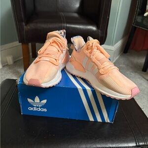 Adidas Peach Colored Athletic Sneakers